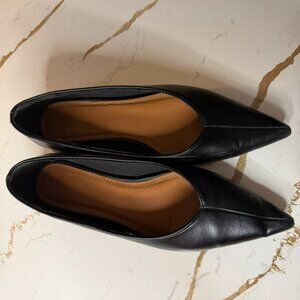 ASOS pointed black kitten block heels